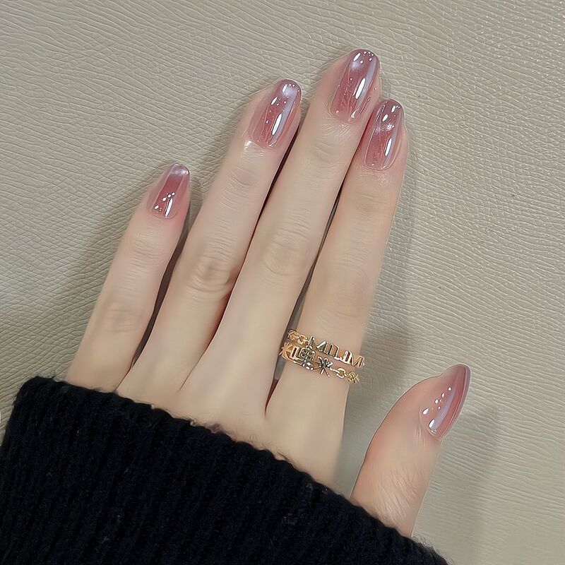 Buy 2 Get 1 Free: Purely Handmade Cat-Eye Press-On Nails, Brightening Nail Stickers, Gentle and Elegant Style, High-End Short Nails