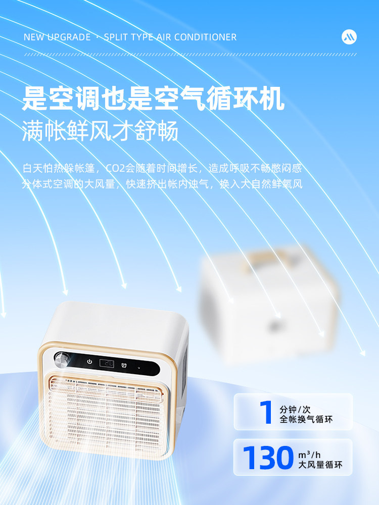 Chuimi Detachable Portable Mobile Air Conditioner with Compressor Cooling for Outdoor Camping Tents and Car Parking