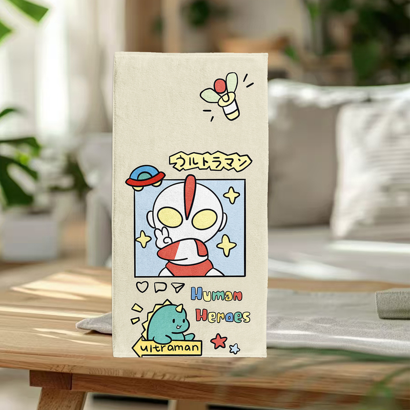 Ultraman Cartoon Children's Towel, Cute Sports Quick-Drying Sweat Towel, Washable, Non-Shedding, Thickened Beach Bath Towel