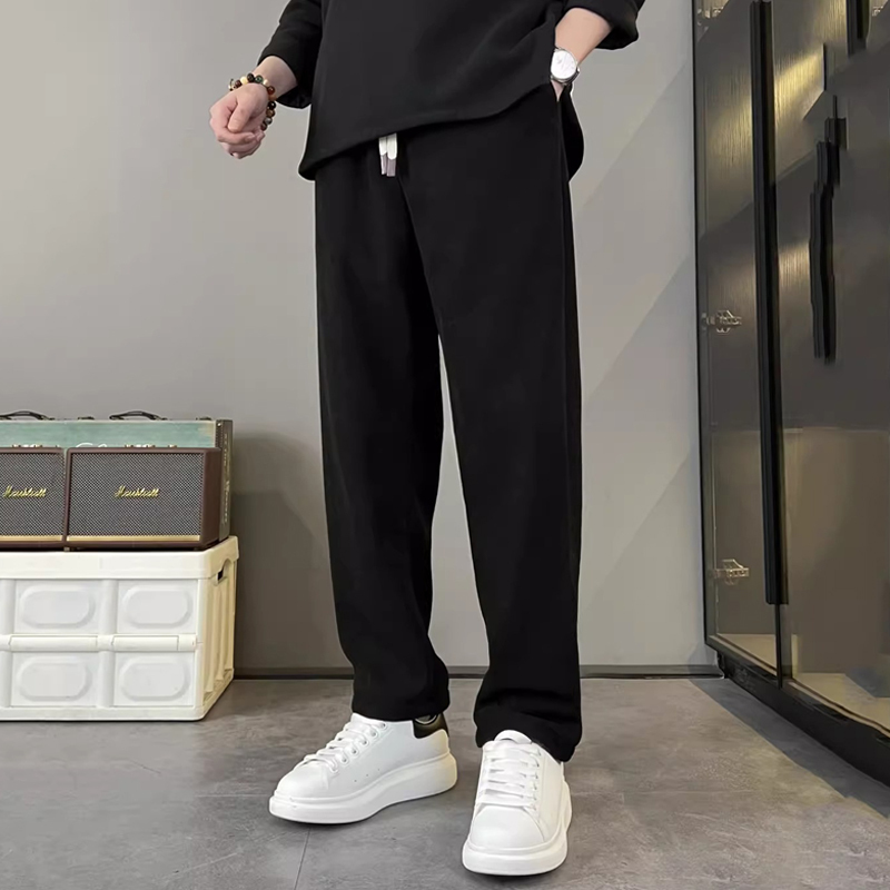 Summer Pants for Men, Thin, Loose, Straight-Leg Sweatpants, Wide-Leg, Drapey, American Casual, Solid Color, Versatile, Sports Long Pants