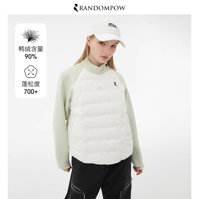 Randompow Women's down Jacket Autumn and Winter New Mid-Layer Warm Coat White Duck down Liner Ski Vest
