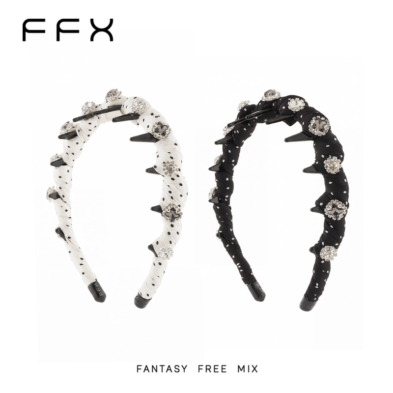 Ffx [Polka Dot Dream] Black and White High-Top Comb Headband, French-Style High-End Fashion Hair Accessory