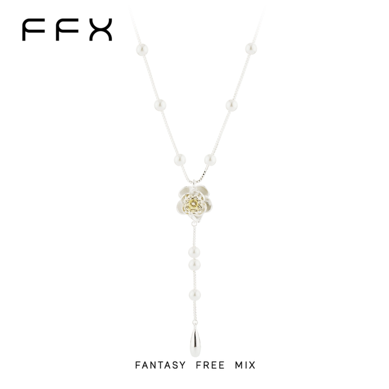 [Exclusive to Yuanqi Zhu Zhu] Ffx [Yellow Rose] High-End Octagonal Rose Zircon Sparkling Y-Shaped Necklace
