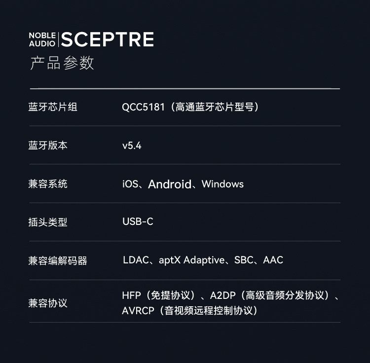 诺岱高保真音频蓝牙发射器Scepter苹果帝捷QCC