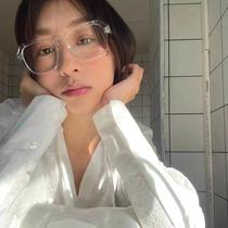 2023 new square frame mens and womens flat mirror glasses frame retro blue light anti-internet celebrity large frame plain mirror artifact gm