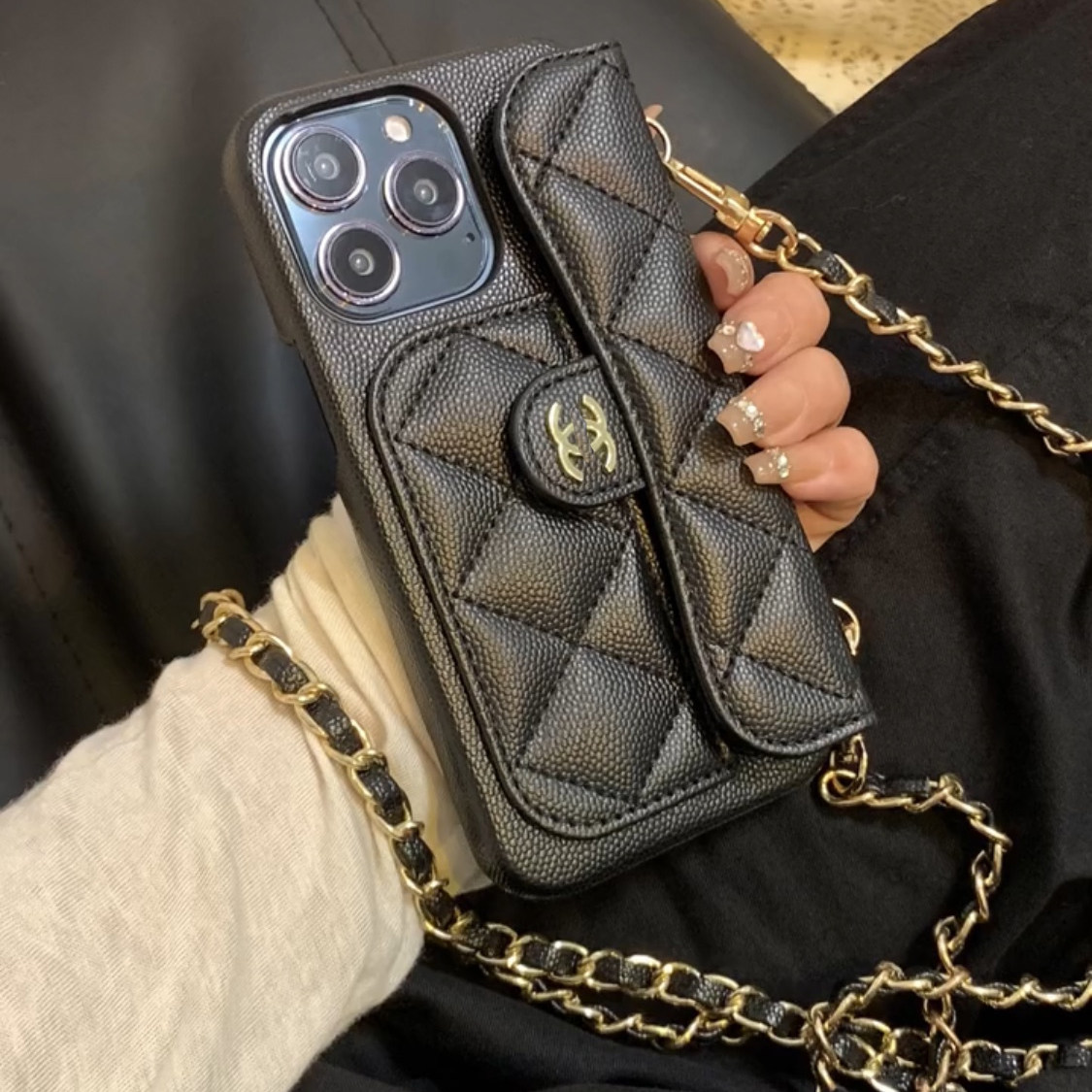 2025 new chanel-inspired iphone 16 pro max case | crossbody chain