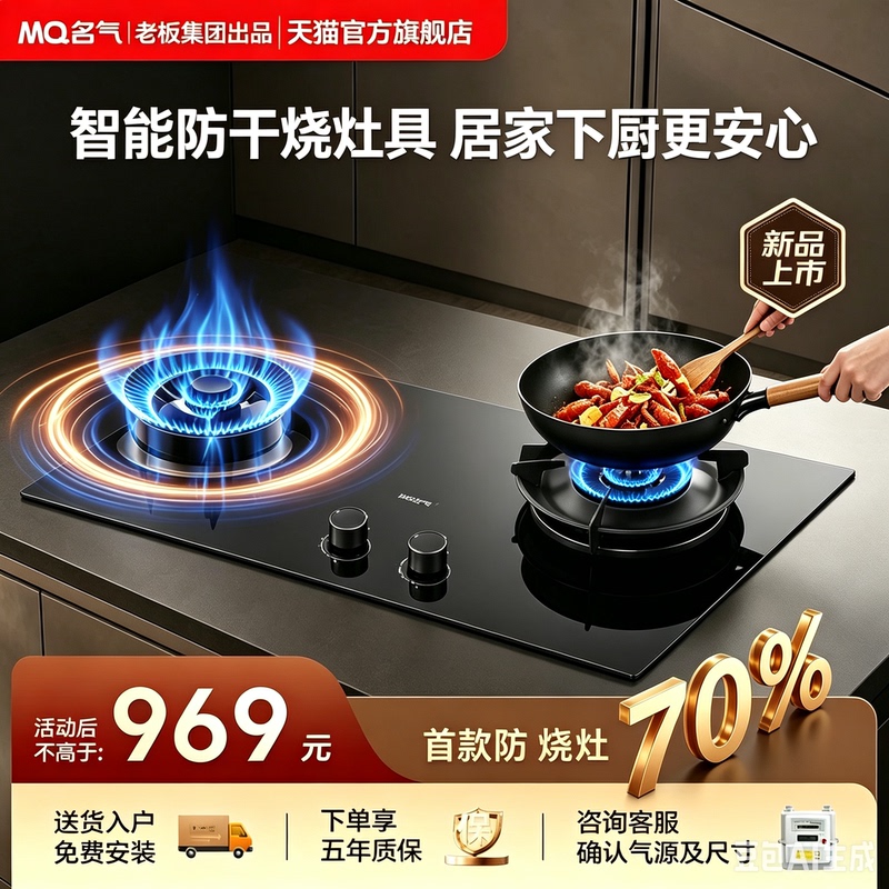 Famous Stainless Steel Gas Stove A6310G/A6069B Anti-Dry Burning Natural Gas High-Power Household Double Stove Famous Stainless Steel Gas Stove A6310G/A6069B Anti-Dry Burning Natural Gas High-Power Household Double Stove