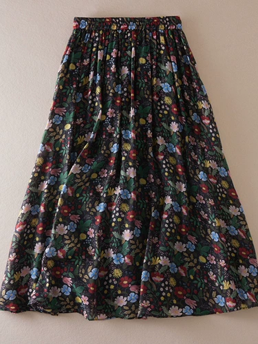 Летняя приталенная юбка, эластичная талия, А-силуэт