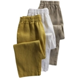 Брендовые тонкие штаны, высокая талия, из хлопка и льна