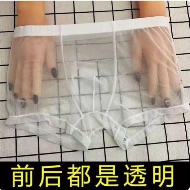 Fully Transparent Mesh Boxer Briefs for Men, Sexy Ultra-Thin Ice Silk Four-Corner Briefs, Comfortable, Breathable, Non-Restrictive, Trendy