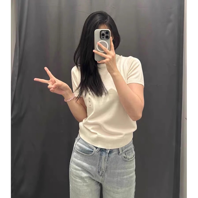 2026 New Women's Clothing ins Fine-Spun Merino Round-Neck Knitwear Short-Sleeved Casual Top 478335/485306 2026 New Women's Clothing ins Fine-Spun Merino Round-Neck Knitwear Short-Sleeved Casual Top 478335/485306