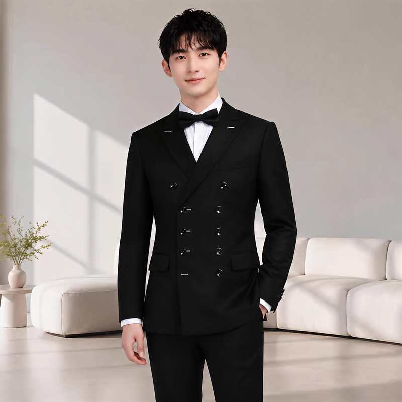Youfeng Men's Business Casual Suit Professional Suit Jacket Double-Breasted Peak Lapel Fashion Slim Fit European and American Style