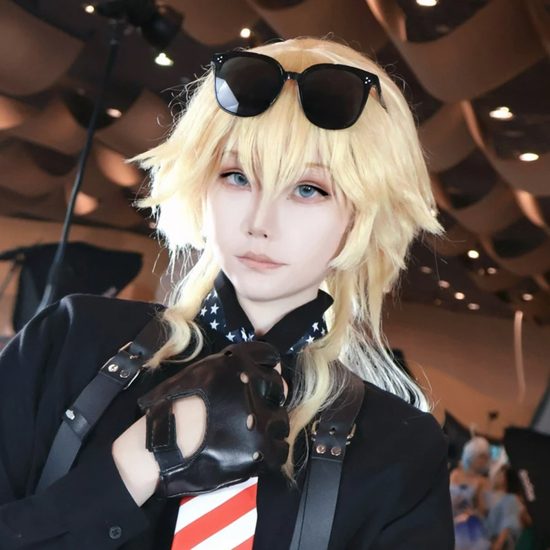 Ch American Cosplay Wig for Men, Light Golden Wolf Tail, Beautiful American-Style Rose Net, Carp Scalp, Short Hair, Full Head Wig Ch American Cosplay Wig for Men, Light Golden Wolf Tail, Beautiful American-Style Rose Net, Carp Scalp, Short Hair, Full Head Wig