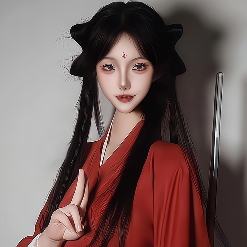 叶翘cos古风假毛小师妹汉服清冷感国风长直发中分黑色新中式头套_COSPLAY配件_淘宝游戏网
