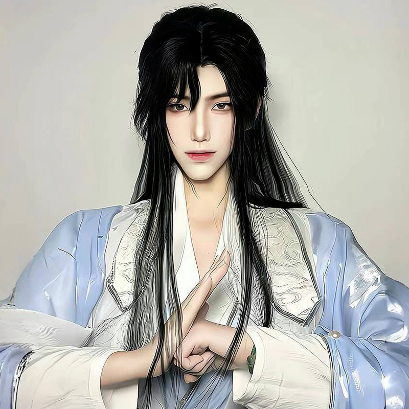 师昧cos假毛二哈师明净汉服长直发古风空气刘海新中式漫展全头套_COSPLAY配件_淘宝游戏网