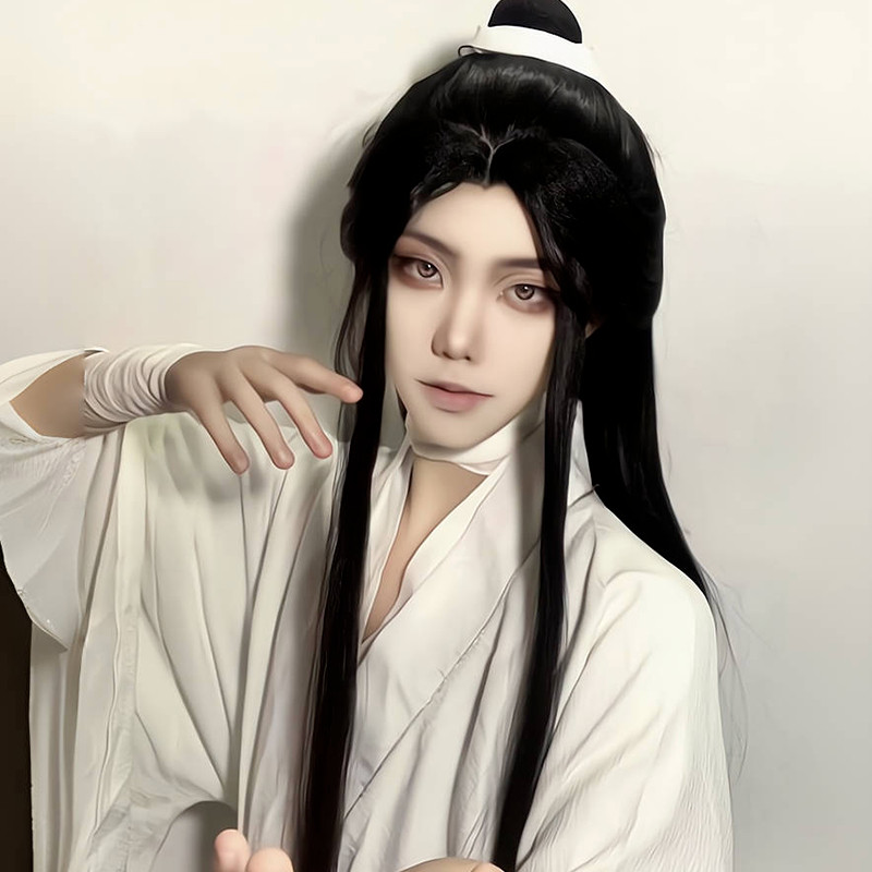 谢怜cos假毛天官赐福汉服清冷感长直发古风空气刘海万用漫展头套_COSPLAY配件_淘宝游戏网