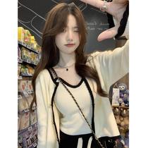 Xiaoxiangfeng long-sleeved knitted cardigan jacket womens autumn design niche loose slimming short outer top