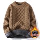 Men's winter sweater round neck thickened velvet