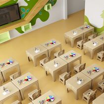 Kindergarten tables and chairs for children small foldable plastic rectangular dining table handmade study table set