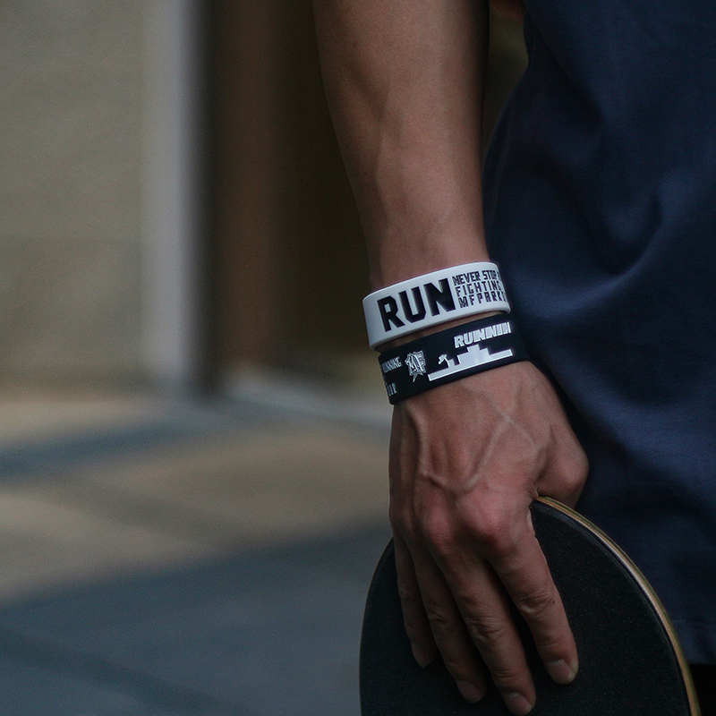 Run Series Wide Version Creative Wristband Original Mf Parkour Sports Large Wristband Silicone Basketball Trendy Unisex Fitness