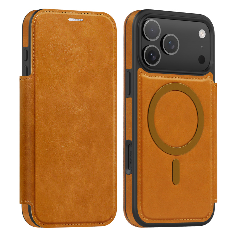Magnetic Flip Card Slot Case for Apple 17 Pro Max, Wireless Charging Leather Case, Full Coverage Business Style for 15 Pro, New Model for Men and Women, 14/13 Shockproof, 12 Simple and Stylish, 11 High-End Feel