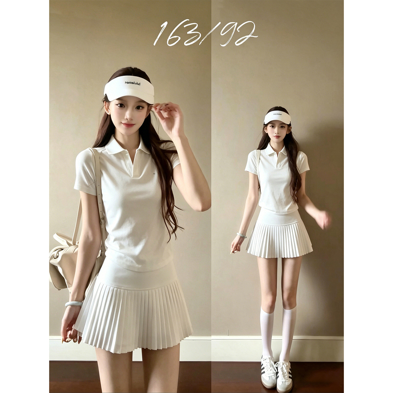 Tennis Wear Sports Suit for Women, Summer Pleated Skirt, Short Skirt, Polo Shirt, College Style Outfit, Complete Set of Badminton Wear Tennis Wear Sports Suit for Women, Summer Pleated Skirt, Short Skirt, Polo Shirt, College Style Outfit, Complete Set of Badminton Wear