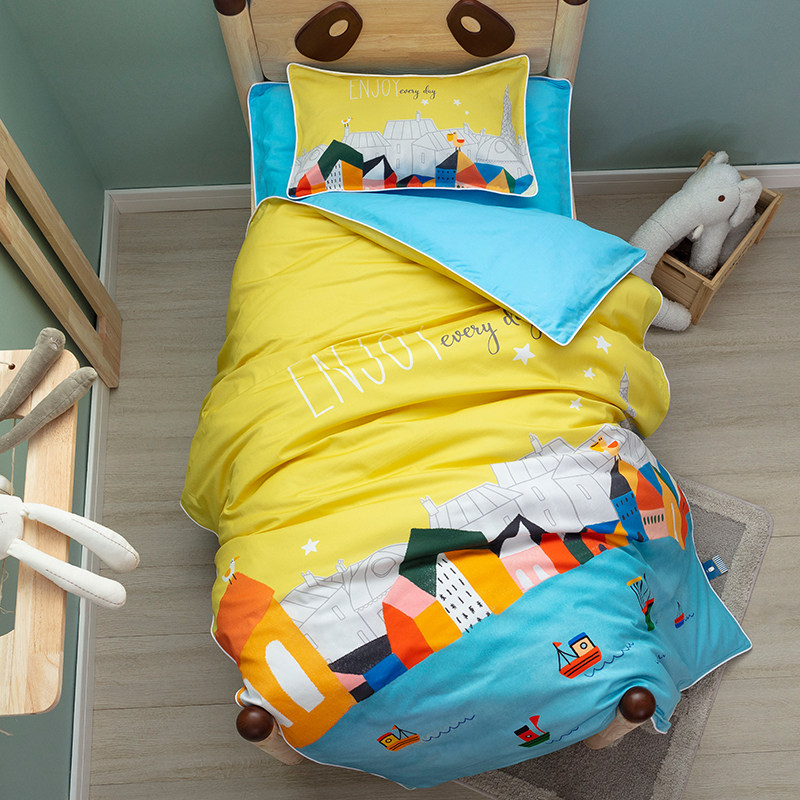 Class A cotton baby kindergarten quilt cover baby newborn three-piece set with core six-piece set pure cotton