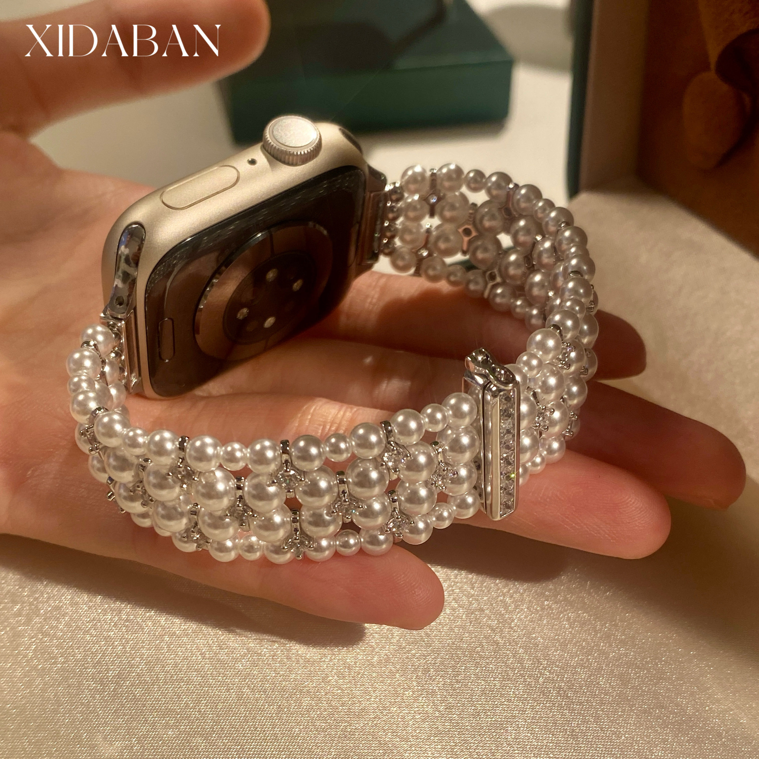 NEW Pearl Bling Luxury Apple Watch Band Sd6fb5eb83a634314894619978fc1b  main image 2