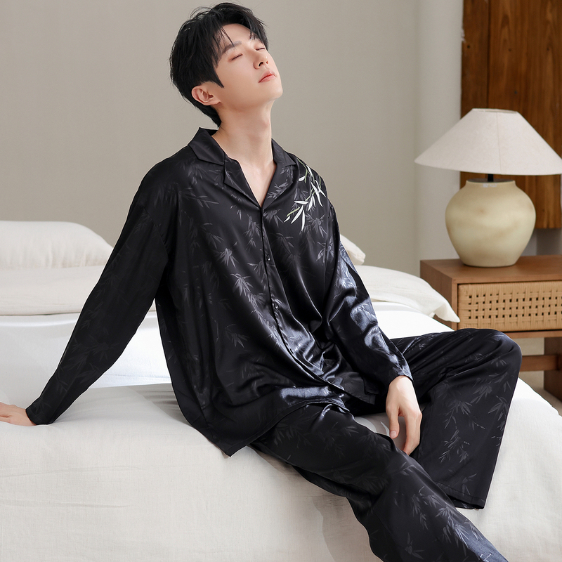 Tall Men's Pajamas, Extended Version, 190cm, Youth Summer Boys' Ice Silk Long Pants, Spring and Autumn Sleepwear Loungewear