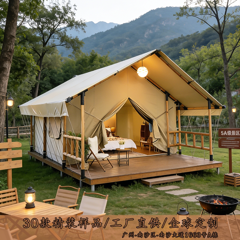 Luxury Travel Camping Tents and Guesthouses, Outdoor Camping Sites, Scenic Area Wooden Cabins, Durable and Wind-Resistant
