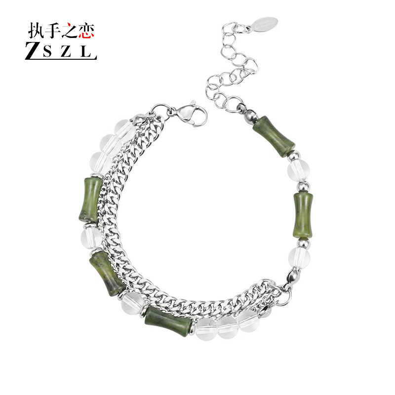 Official Authentic Wang Yibo Style Bamboo Joint Jade Bracelet for Men, National Trend Style Double-Layer Spliced Peridot Crystal Bracelet Official Authentic Wang Yibo Style Bamboo Joint Jade Bracelet for Men, National Trend Style Double-Layer Spliced Peridot Crystal Bracelet