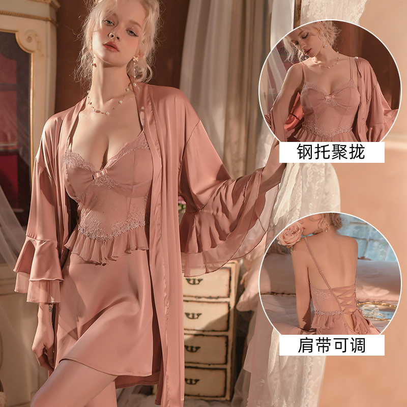Summer Pajamas for Women, Sexy Spring and Summer 2023 New Style, Romantic Nightgown for Newlyweds, Plus Size, Gathered Design, Pure Desire Style