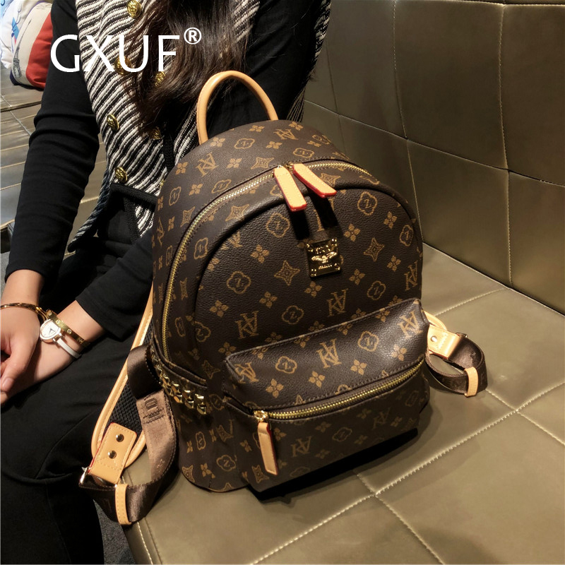 Gxuf Backpack for Women 2026 New Fashion Stylish Large-Capacity Luxury Brand Vintage Monogram Backpack