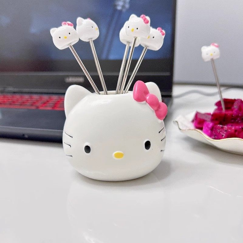 Trendy and Popular ins Household Forks, Non-Disposable Stainless Steel Fruit Forks, Food-Grade, High Aesthetic Value, with a Jar