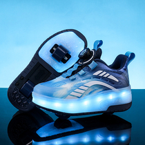 Double-wheeled Heelys shoes for girls 2024 new summer breathable and explosive childrens roller skates with wheels