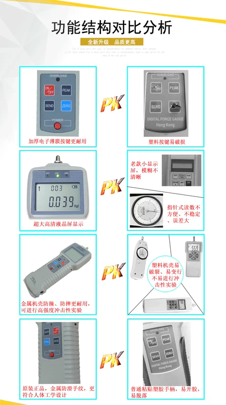 Alibao màn hình hiển thị kỹ thuật số kéo đẩy lực kế con trỏ lò xo lực kế đồng hồ đo áp suất ZP-50.100.1000