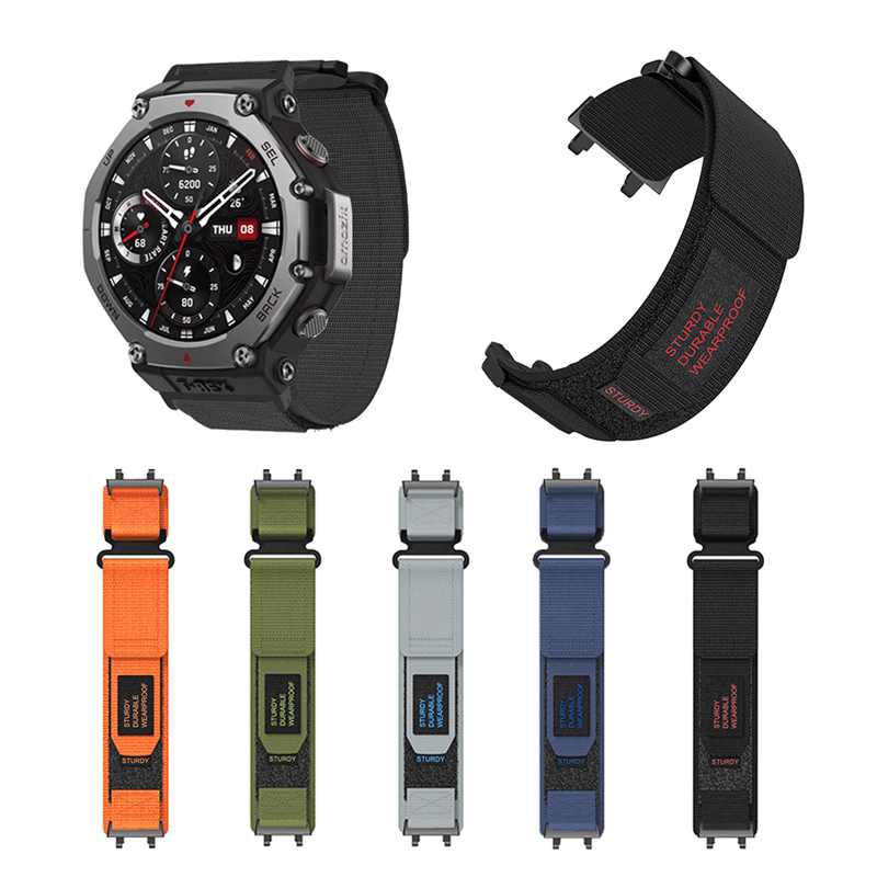 Suitable for Yuewo Amazfit Huami T-Rex2/3/3Pro/Ultra Smart Watch Sports Outdoor Hiking Nylon Wristband Tyrannosaurus Rex 2Nd Generation Edge Velcro T-Rex Pro Watch Strap