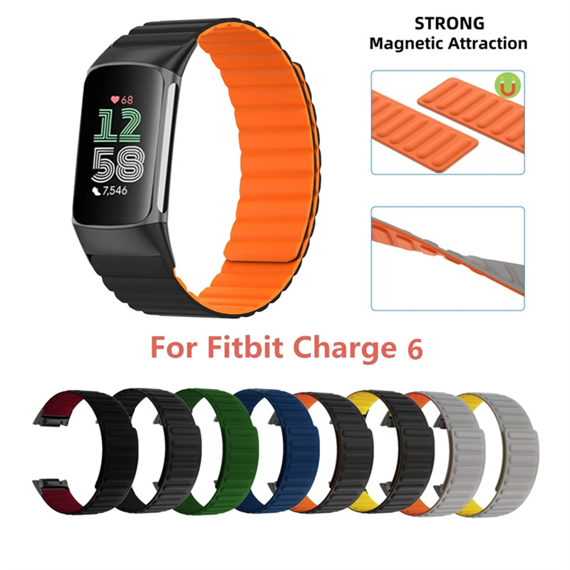Suitable for Fitbit Watch Straps, Wristbands, Fitbit Charge 6 Silicone Strong Magnetic Straps, Fashionable and Trendy for Men and Women, Fitbit Bracelet Charge6 Smart Sports Replacement Accessories