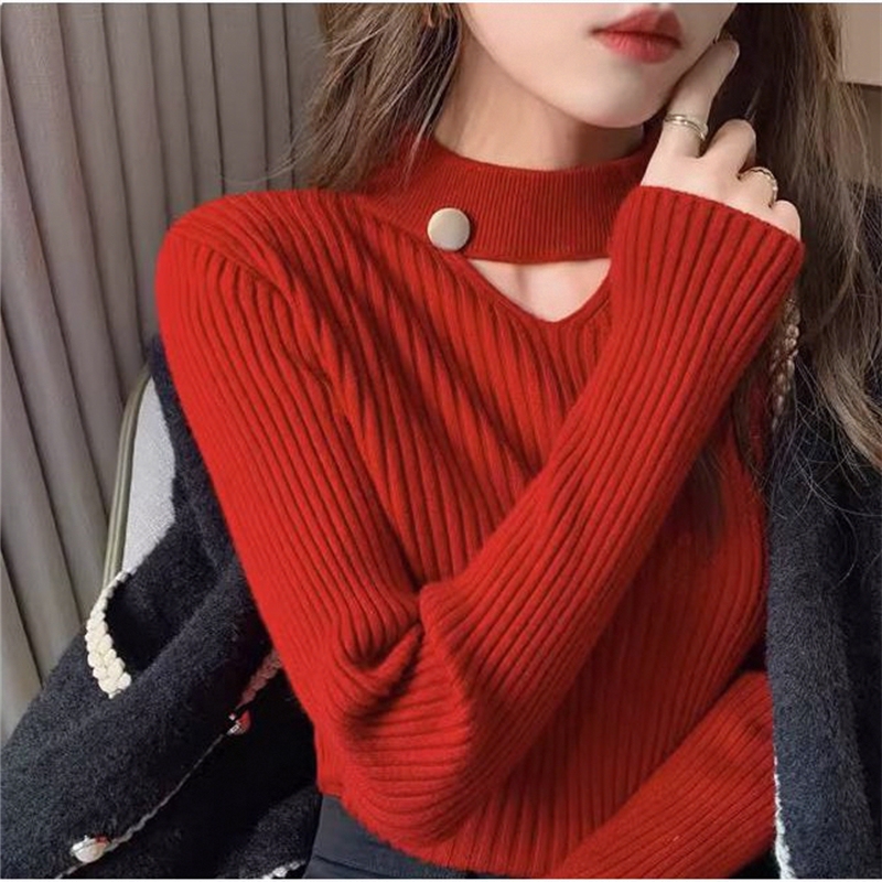 New Chinese-Style Knitted Sweater for Women, Autumn and Winter Half-Turtleneck Base Layer, New Model Sweater, Warm and High-End, Suitable for Both Inner and Outer Wear New Chinese-Style Knitted Sweater for Women, Autumn and Winter Half-Turtleneck Base Layer, New Model Sweater, Warm and High-End, Suitable for Both Inner and Outer Wear