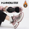 Universal pink daddy shoes for women 2026 new winter plus velvet warm cotton shoes for street thick sole casual sports shoes