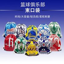 Basketball team logo drawstring pocket polyester portable shoulder thickened drawstring Oxford bag storage bag backpack boy