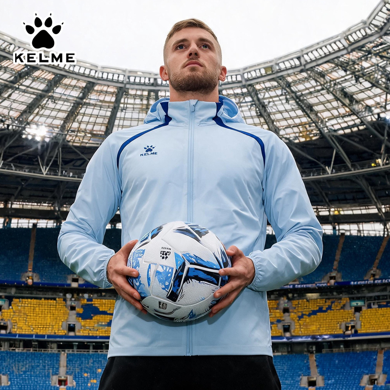 Kelme Men's Football Raincoat Running Sports Training Clothing Waterproof Hooded Jacket Kelme Men's Football Raincoat Running Sports Training Clothing Waterproof Hooded Jacket