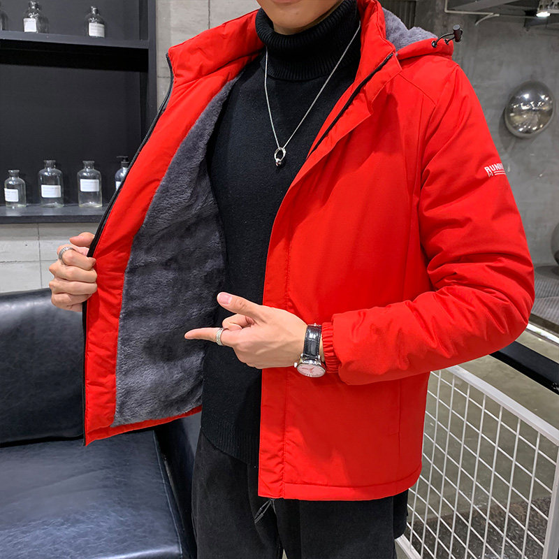 大红色本命年棉衣男秋冬季防风防水冲锋衣银狐绒保暖晋江棉服外套