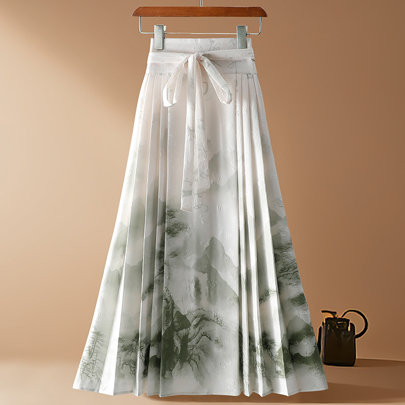 New Chinese-Style National Costume-Inspired Modified Half-Skirt for Women, Spring and Summer New Model, Elegant High-Waisted Casual Pleated Skirt Mamian Skirt New Chinese-Style National Costume-Inspired Modified Half-Skirt for Women, Spring and Summer New Model, Elegant High-Waisted Casual Pleated Skirt Mamian Skirt