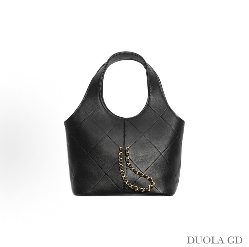 Duola Gd Spring and Summer New High-End Quilted Calfskin with Gold Metal Basket-Style Shopping Bag Handbag