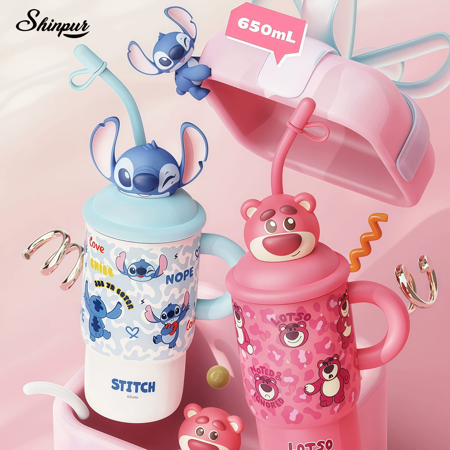 Glass with animals for men and women, cute capacious handle
