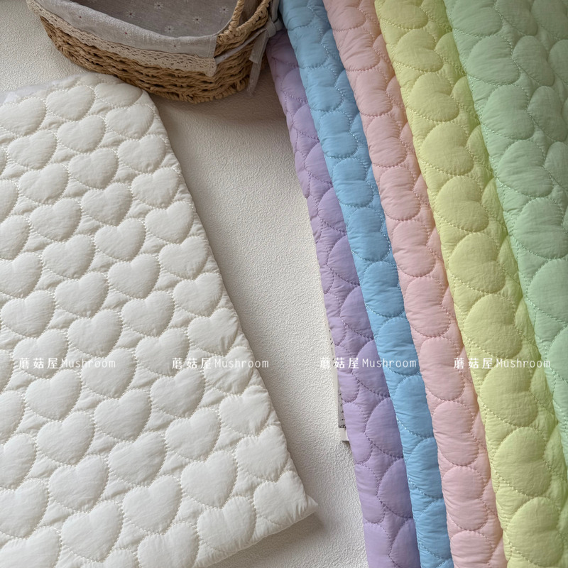 Mushroom House Candy-Colored Heart Solid Color Quilted Cotton Fabric for Quilting, Cotton Clothing, Bags, Handmade DIY Materials