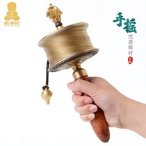 Tibetan supplies gold-turning simple hand-cranked gold turning drum six-character mantra turning gold barrel solid wood handle Tibetan handicraft ornaments