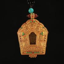 Nepalese Tibetan handmade pure copper Gawu box pendant Vajra gilt Tibetan stupa Gawu box pendant