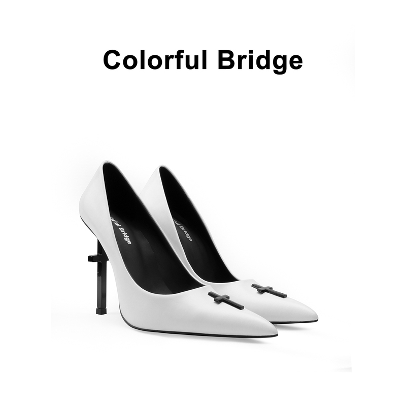 Colorful Bridge丨Crucifix Cross Series White Nun Wedding Shoes Women's High Heels Colorful Bridge丨Crucifix Cross Series White Nun Wedding Shoes Women's High Heels